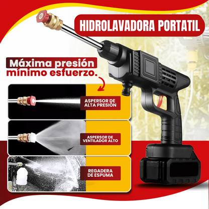 Hidrolavadora a presión portátil + 2 Baterías + Aspirador de coche de regalo